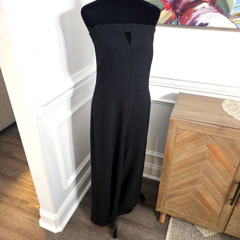 new york and company Wide-leg Jumpsuit Black  Strapless Sz 14 Lined